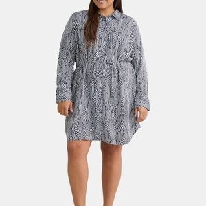 Terra & Sky Black and White Long Sleeve Dress